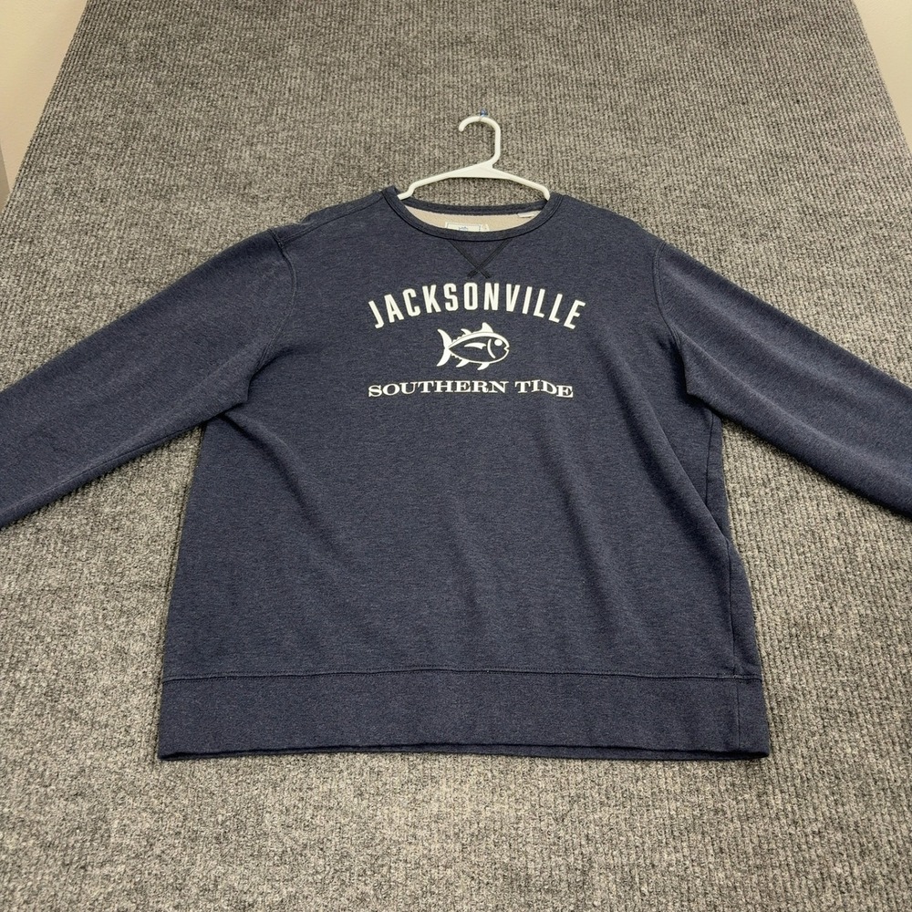 Southern Tide Sweatshirt Mens L Blue Cotton Jacksonville Pullover Preppy Style
